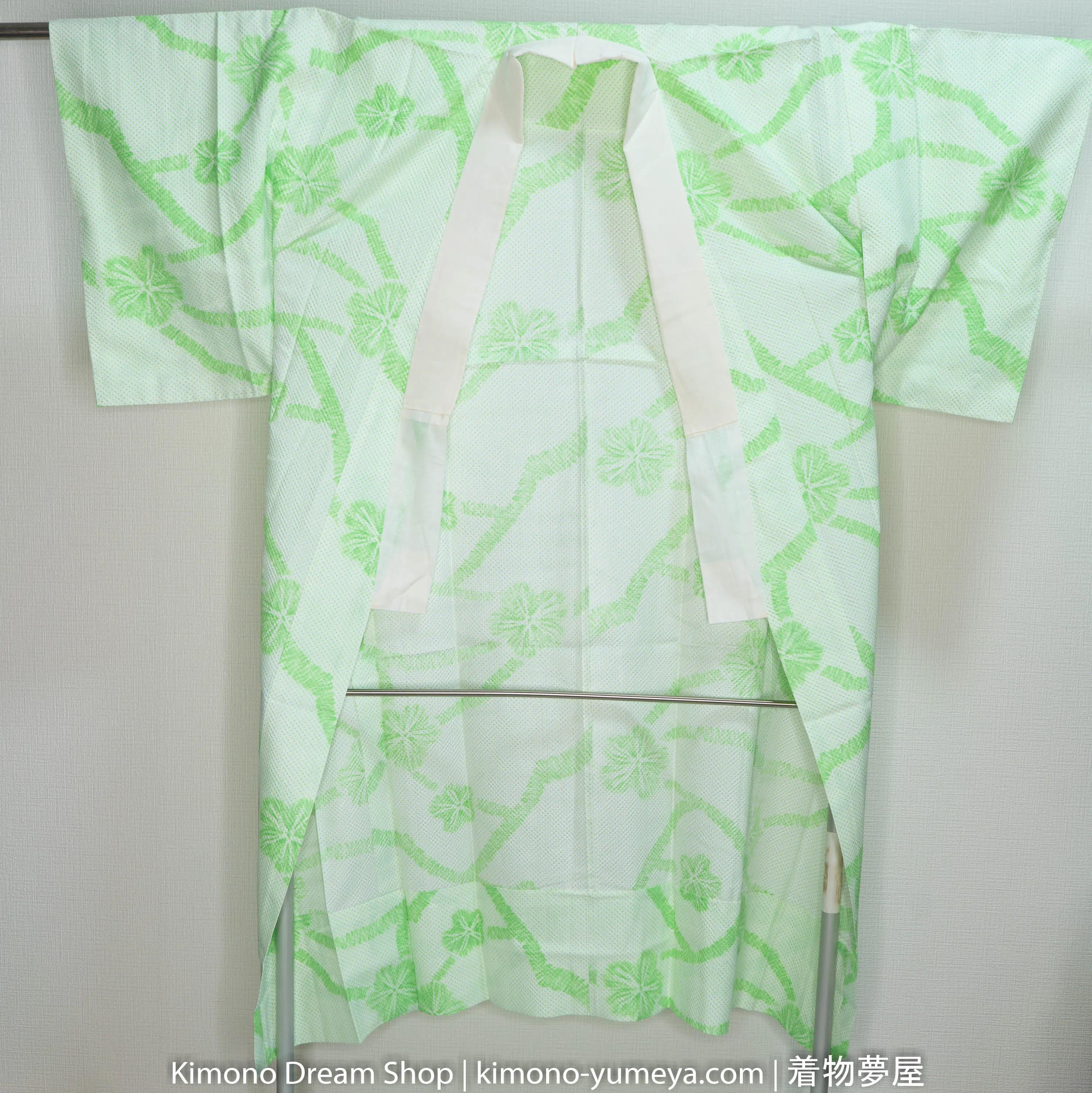 Unused Green Polyester Juban - Kimono Underwear - Chimono Ropa Interior Bumpy Light Green Washable