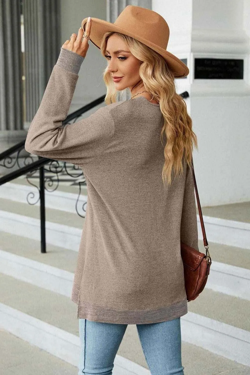 V-Neck Long Sleeve T-Shirt - Chic and Comfortable Style