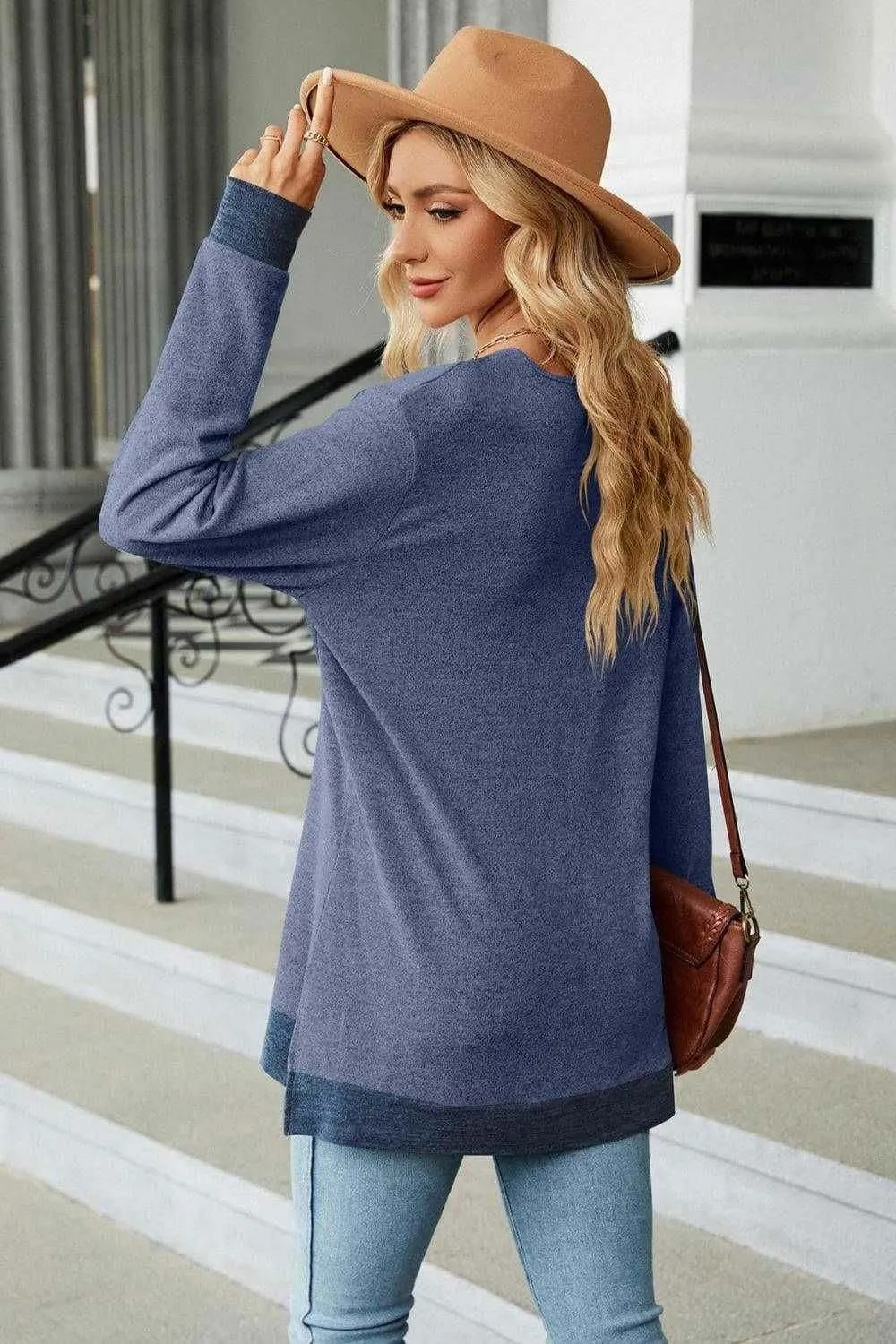 V-Neck Long Sleeve T-Shirt - Chic and Comfortable Style