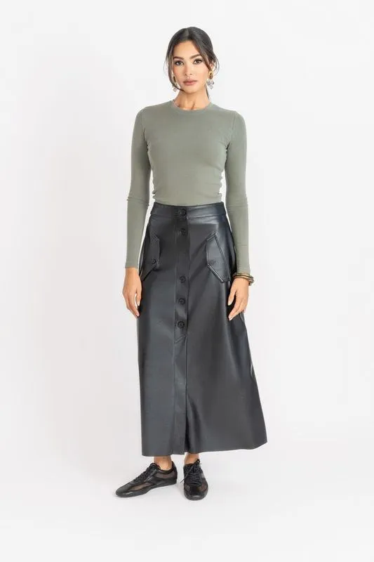 Vegan Leather Maxi Skirt