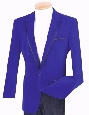 Velvet Regular Fit Men's Blazer in Royal Blue