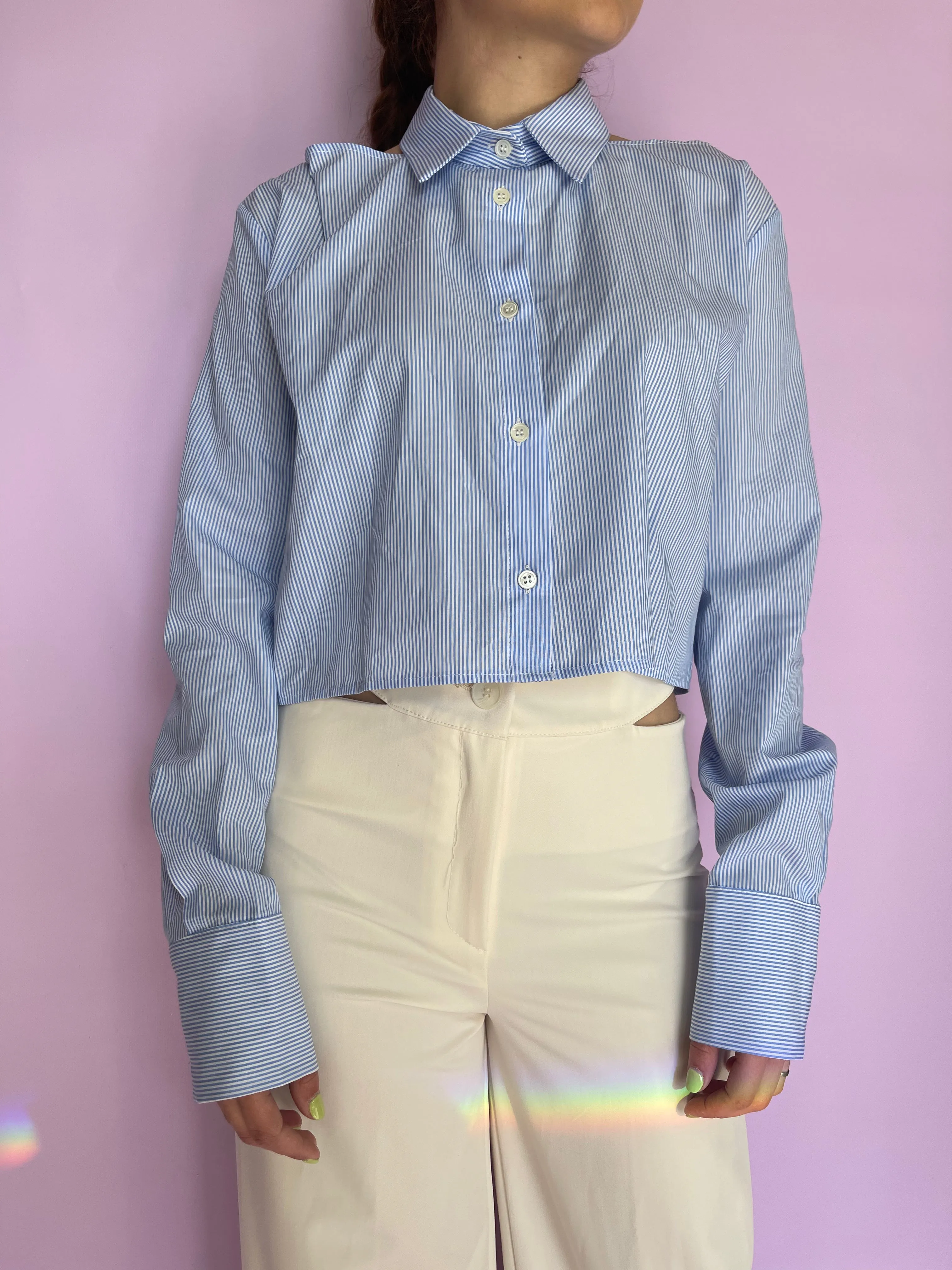 Vicolo striped cut out shirt