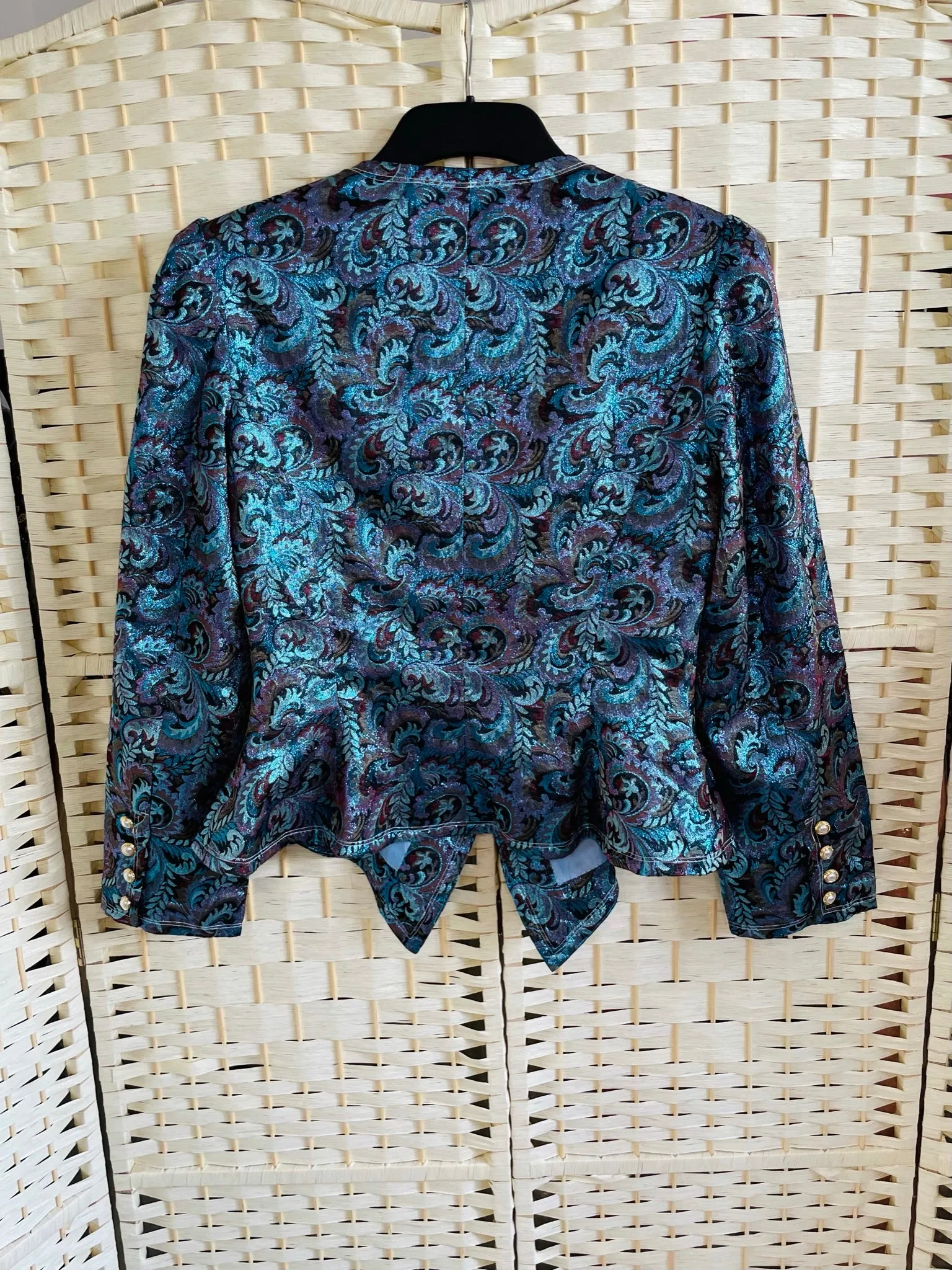 Vintage Blue Jacquard Blazer Jacket