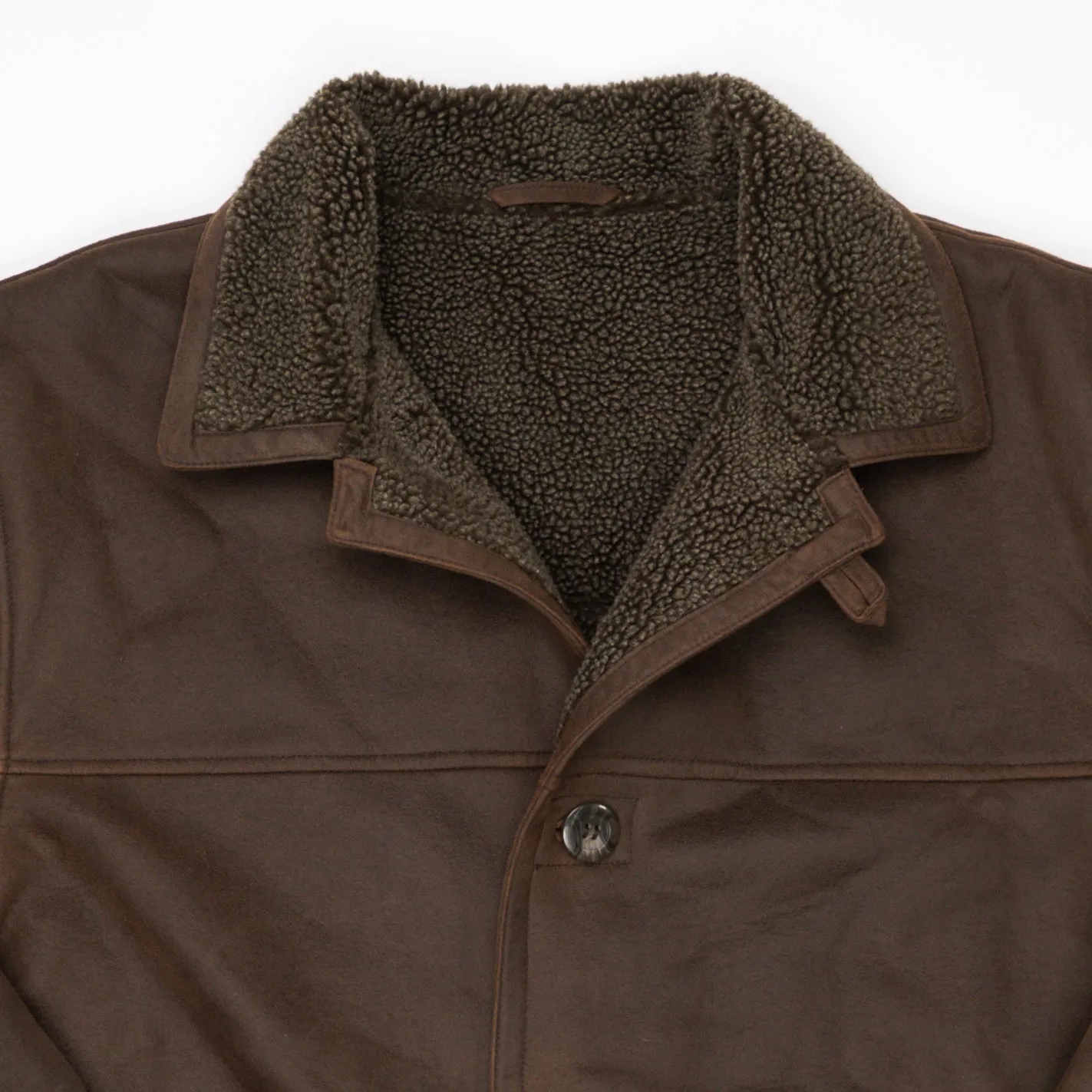 Vintage Brown Suede Sherpa Jacket (XL)