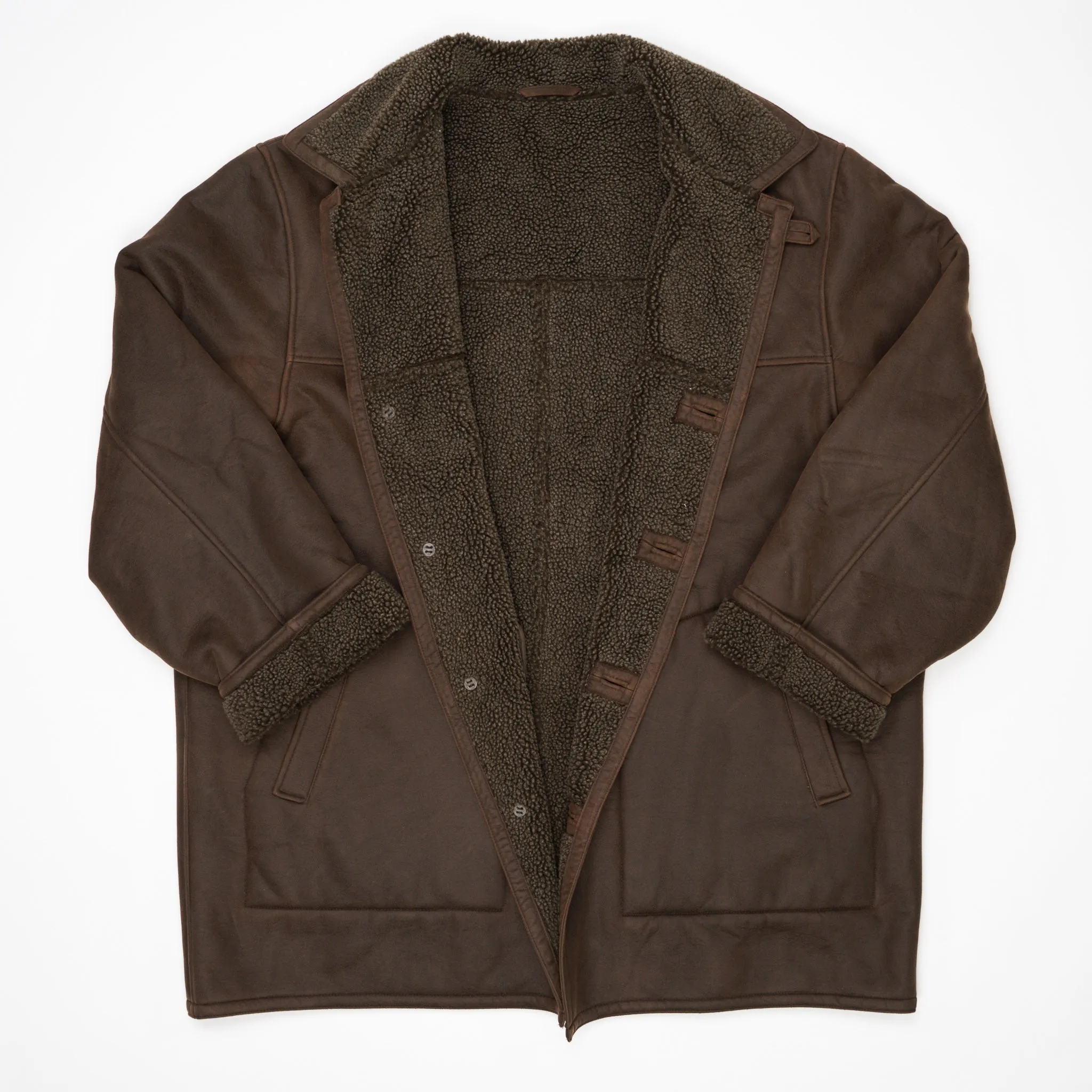 Vintage Brown Suede Sherpa Jacket (XL)