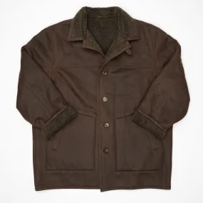 Vintage Brown Suede Sherpa Jacket (XL)