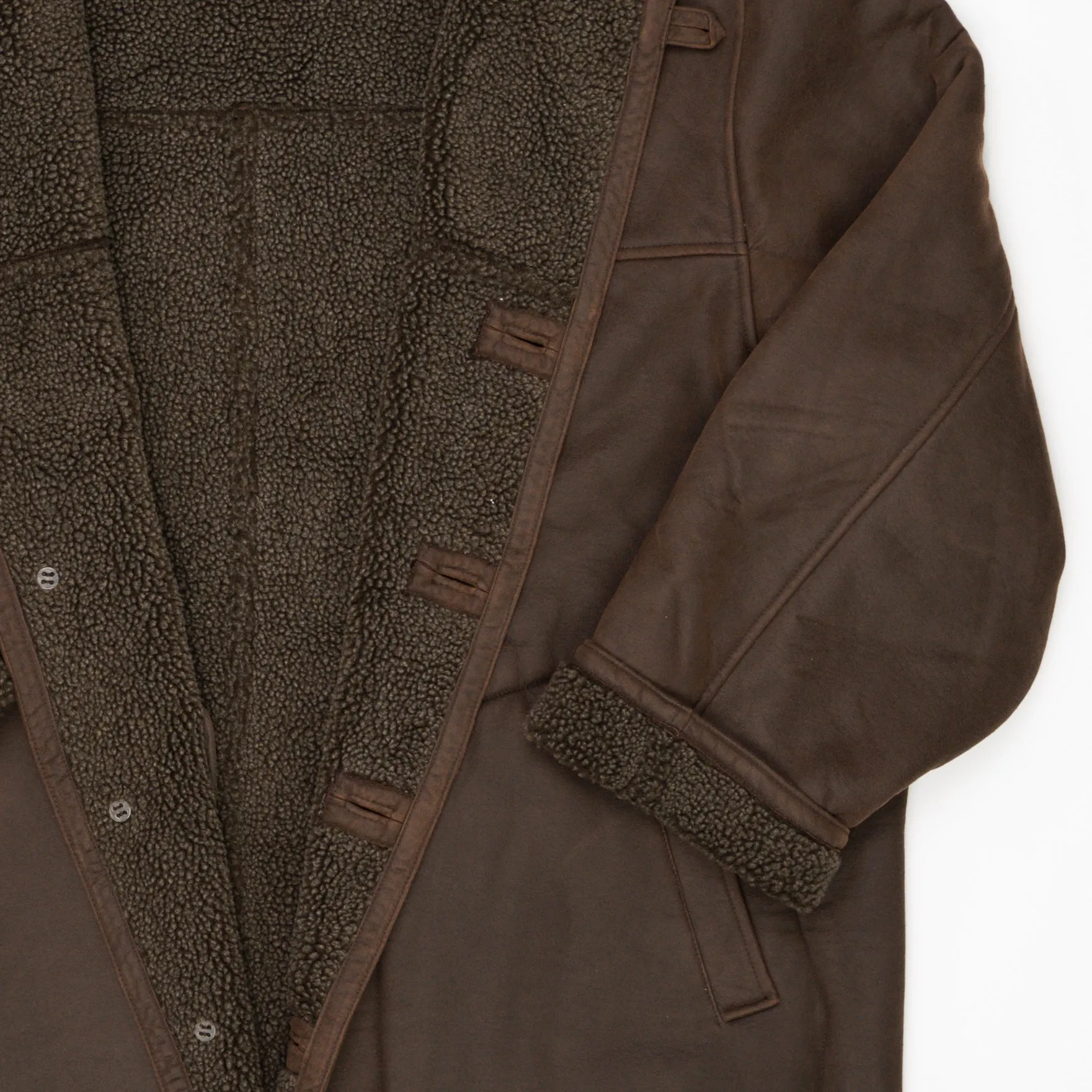 Vintage Brown Suede Sherpa Jacket (XL)
