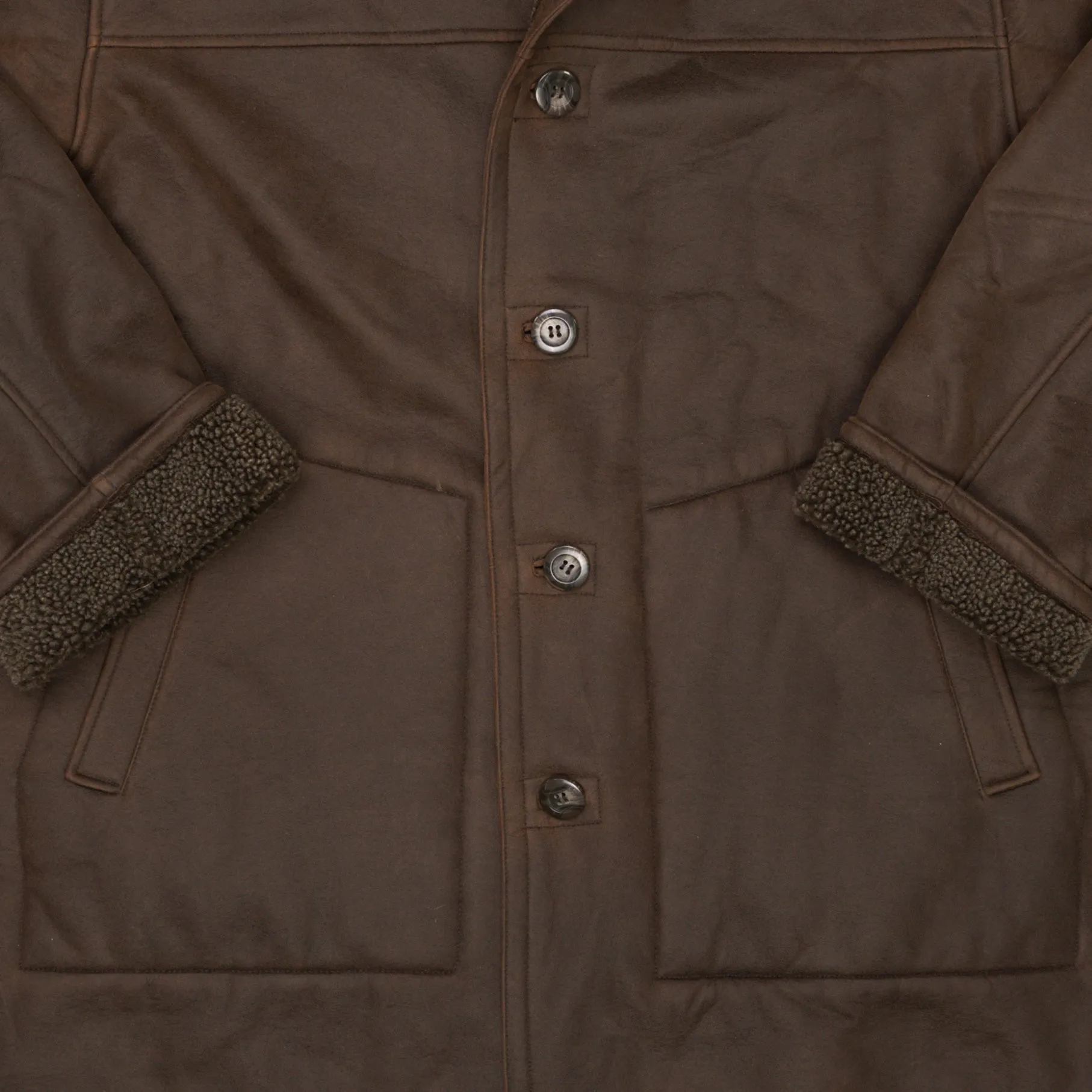 Vintage Brown Suede Sherpa Jacket (XL)