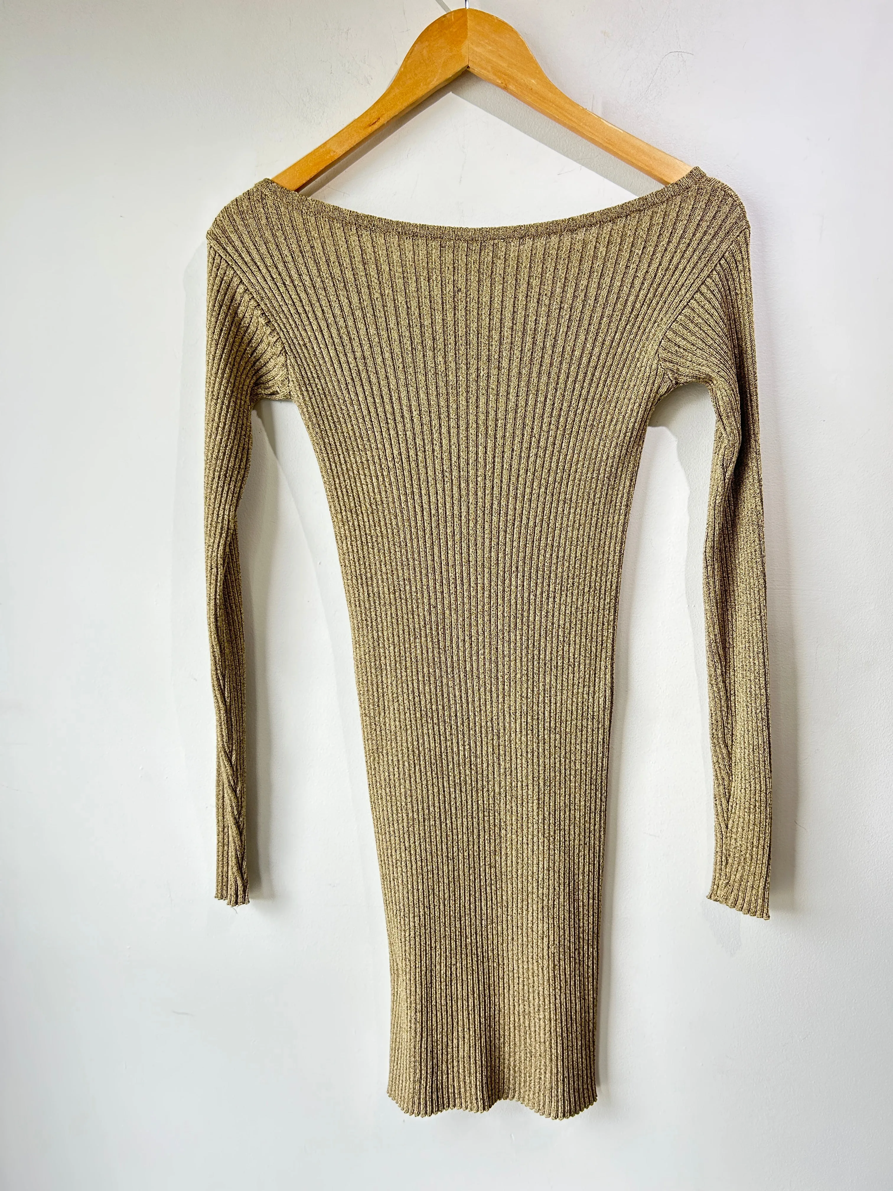 Vintage Helmut Lang Shiny Ribbed Bodycon Dress