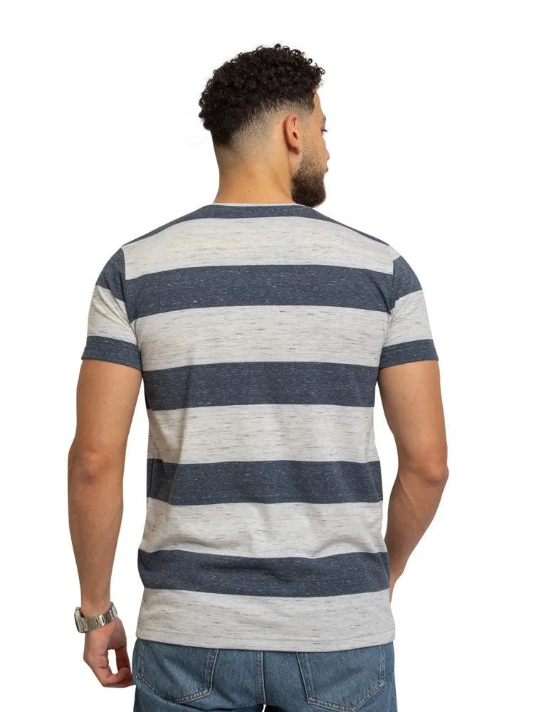 W-M.Blue Striped Round T-shirt