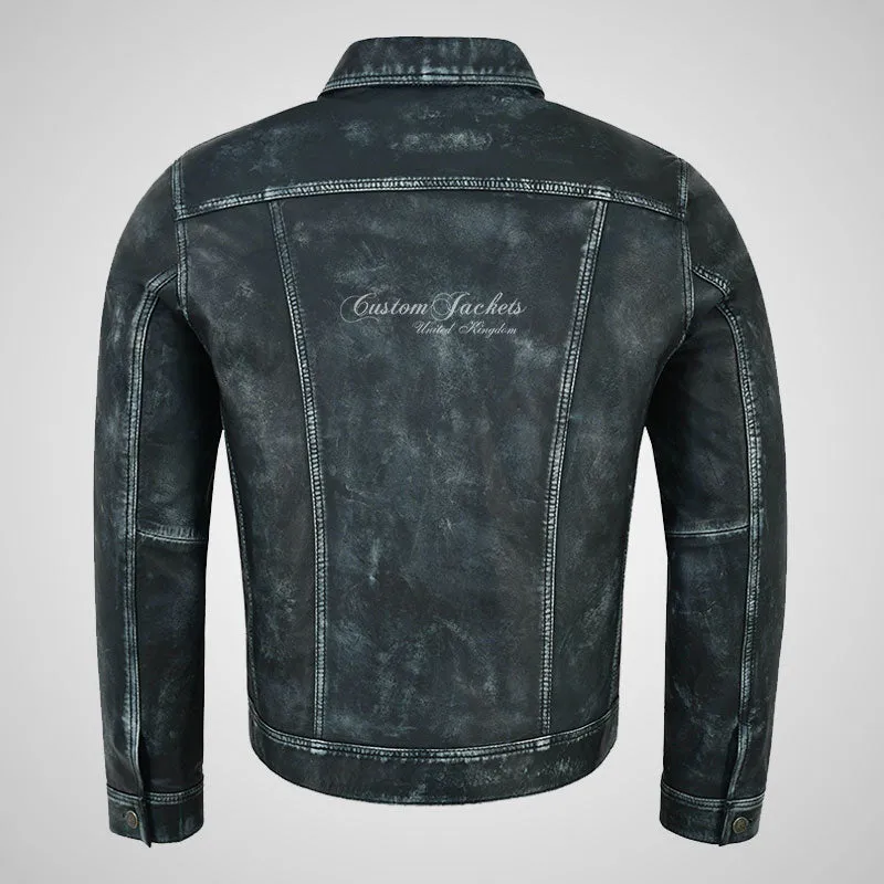 WEST Trucker Leather Jacket For Mens Vintage Leather Jacket