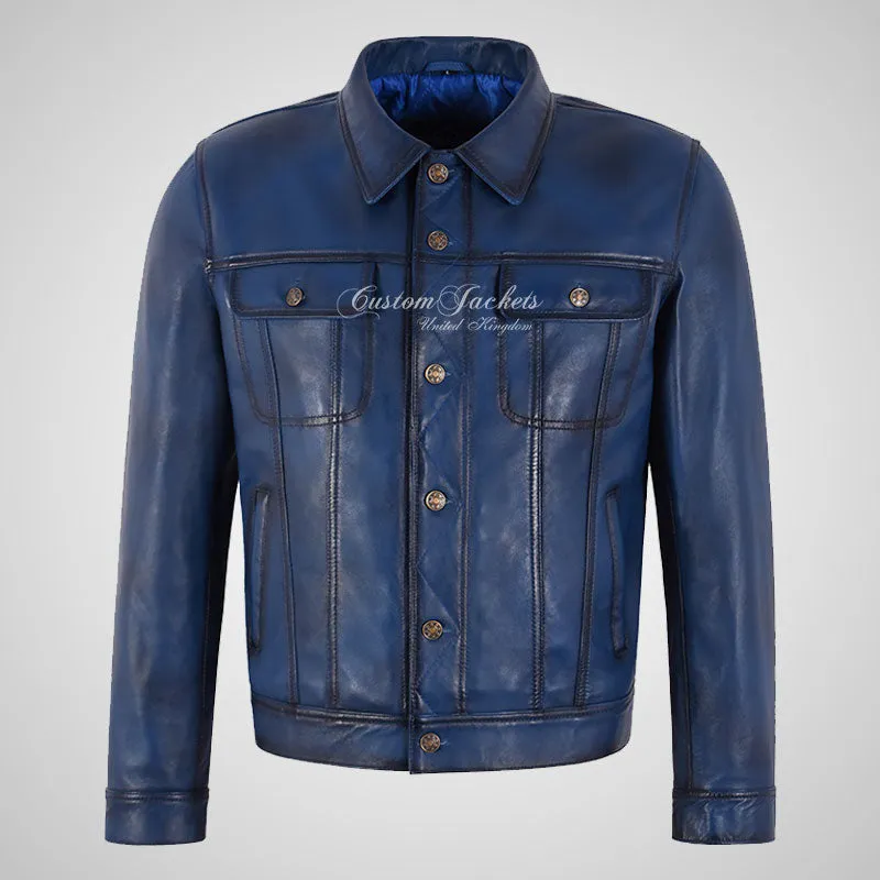 WEST Trucker Leather Jacket For Mens Vintage Leather Jacket