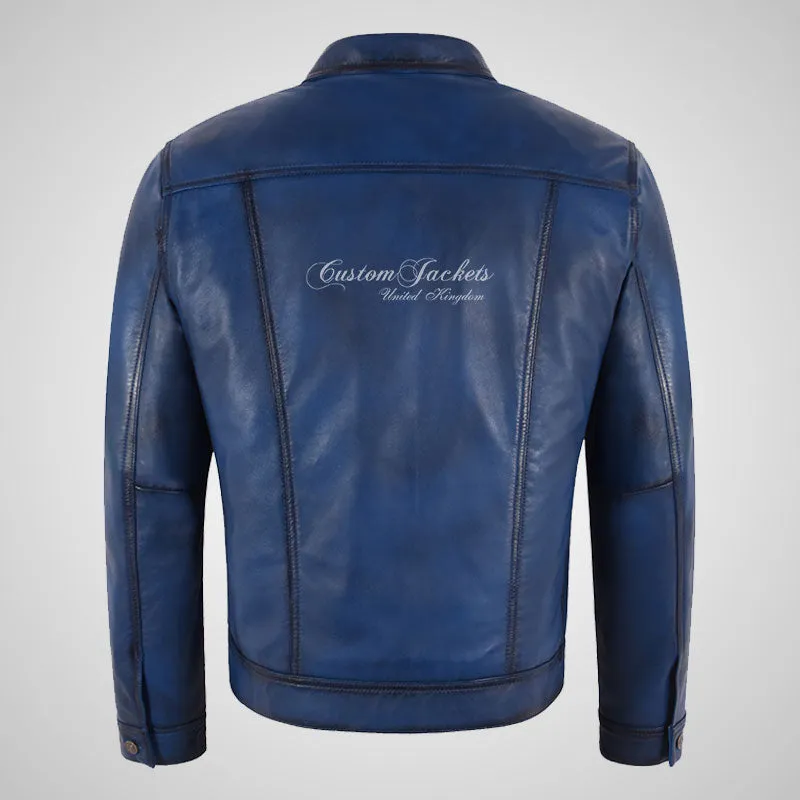 WEST Trucker Leather Jacket For Mens Vintage Leather Jacket