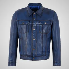 WEST Trucker Leather Jacket For Mens Vintage Leather Jacket