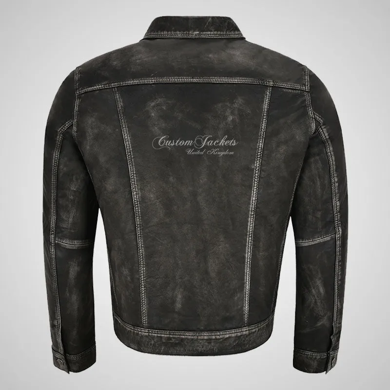 WEST Trucker Leather Jacket For Mens Vintage Leather Jacket
