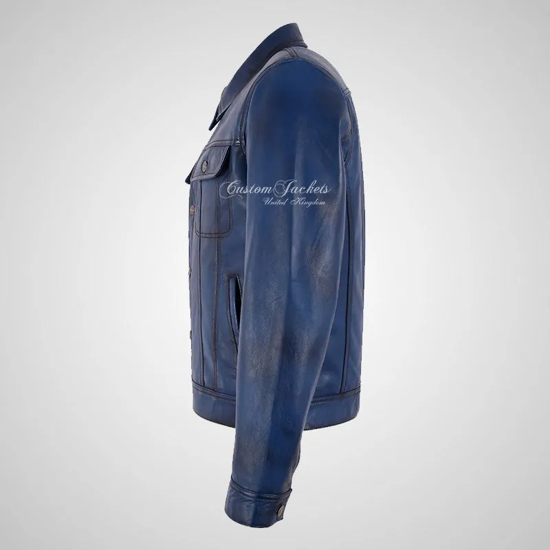 WEST Trucker Leather Jacket For Mens Vintage Leather Jacket