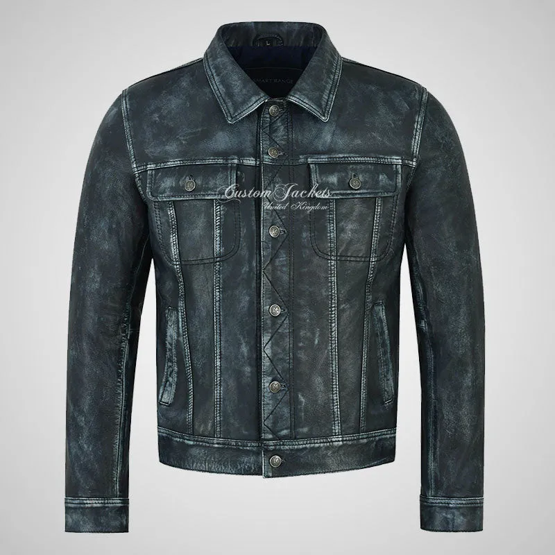 WEST Trucker Leather Jacket For Mens Vintage Leather Jacket