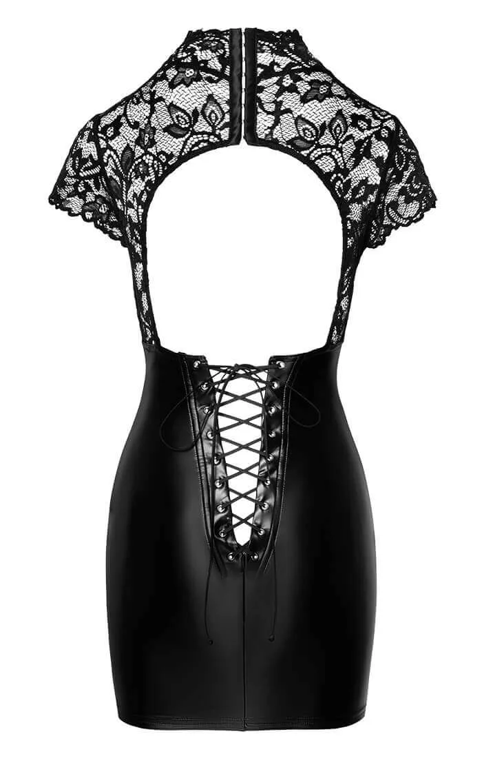 Wet look X lace bodycon dress - Eye-Catching