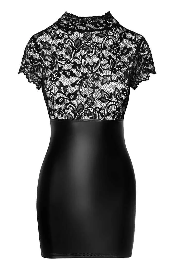 Wet look X lace bodycon dress - Eye-Catching