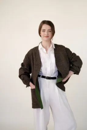 White Pleated Wide Irish Linen Trousers