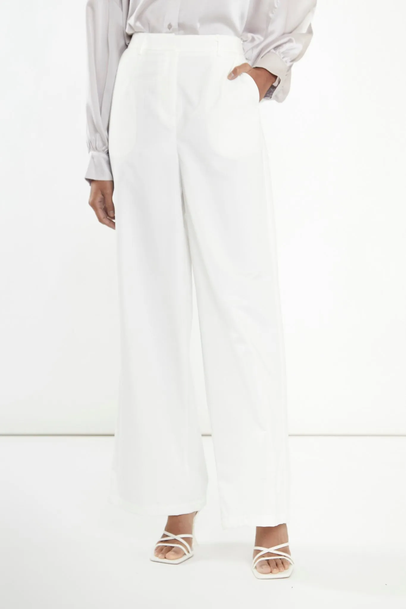 White Wide Leg Trousers