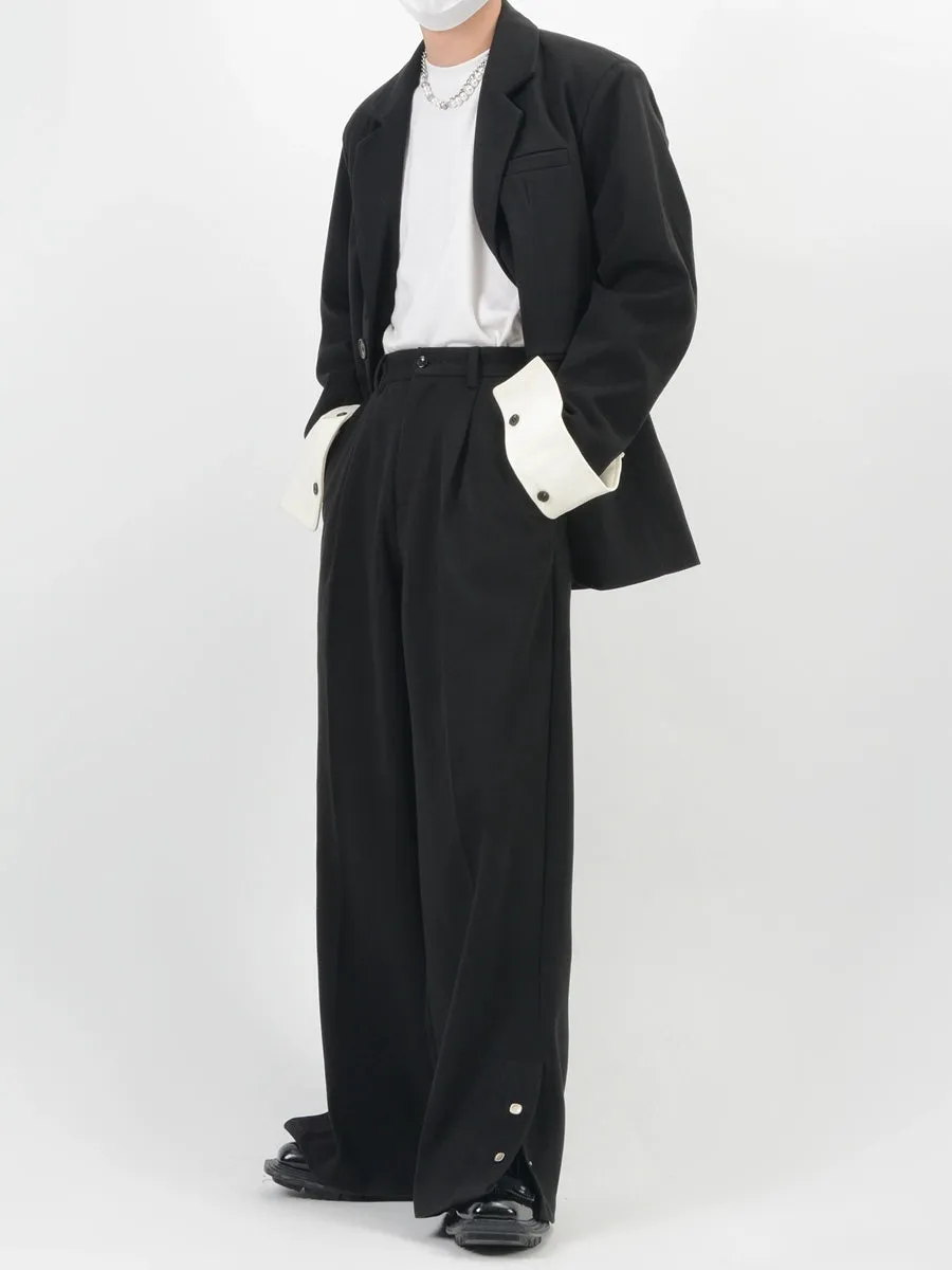 Wide-Leg Button-Detail Blazer Set