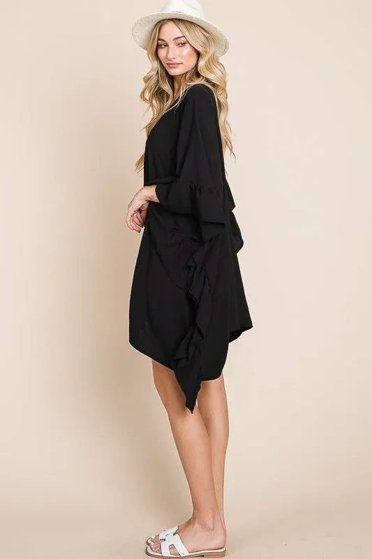 Wide Ruffle 3/4 Sleeve Kimono