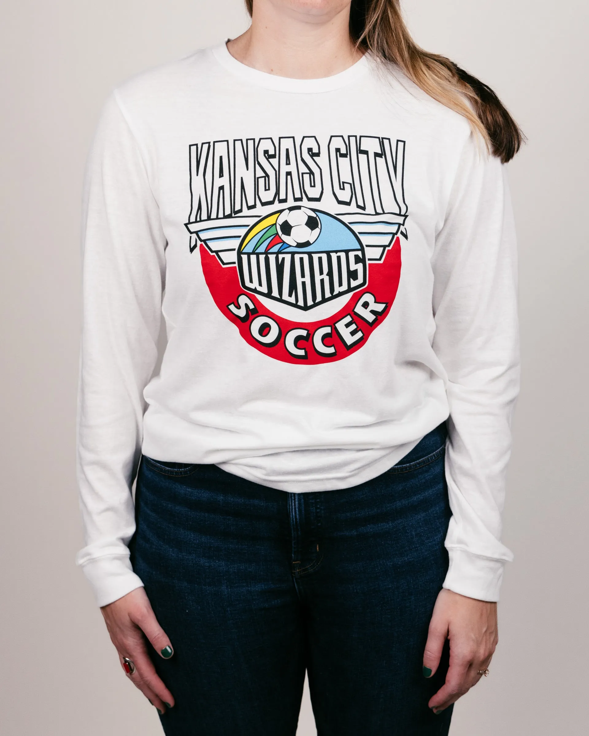 Wizards Retro Soccer White Long Sleeve T-Shirt