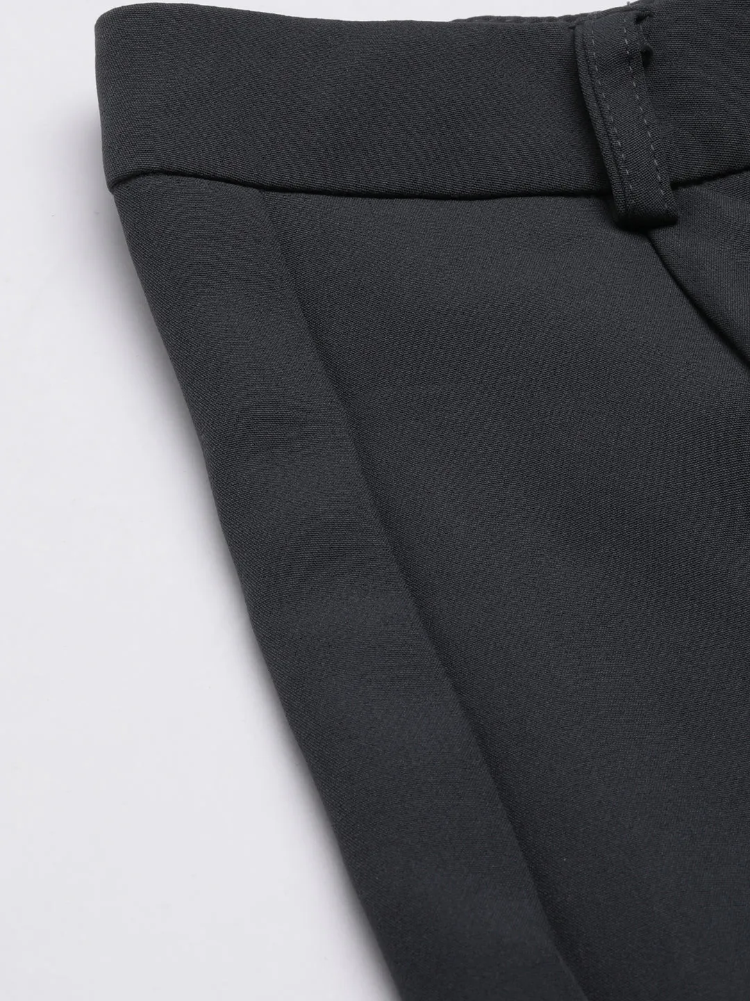 Women Charcoal Solid Parallel Trousers