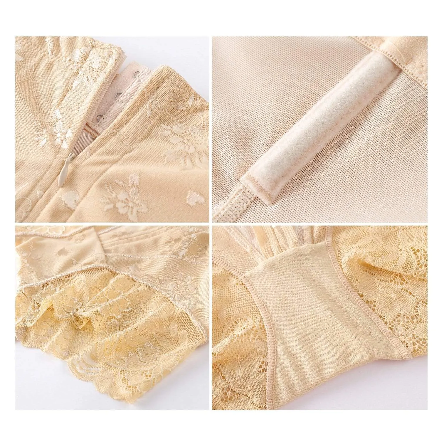 Women High Waist Slimming Tummy Lace Briefs With Zipper