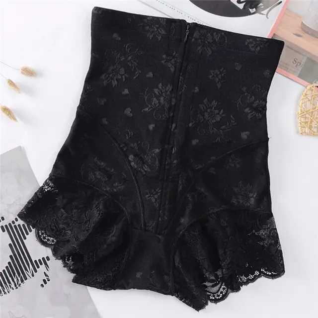 Women High Waist Slimming Tummy Lace Briefs With Zipper