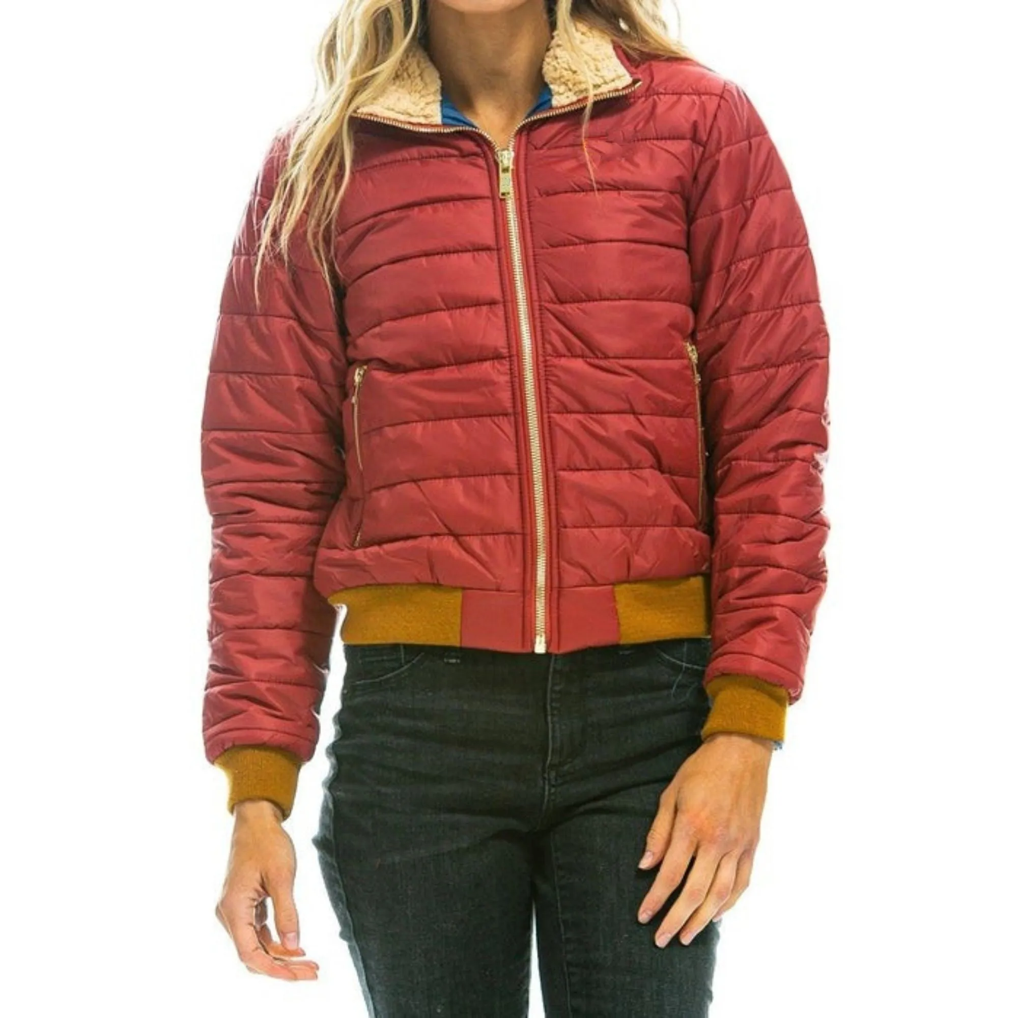 Women Vintage Rainbow Sunburst Jacket - RED
