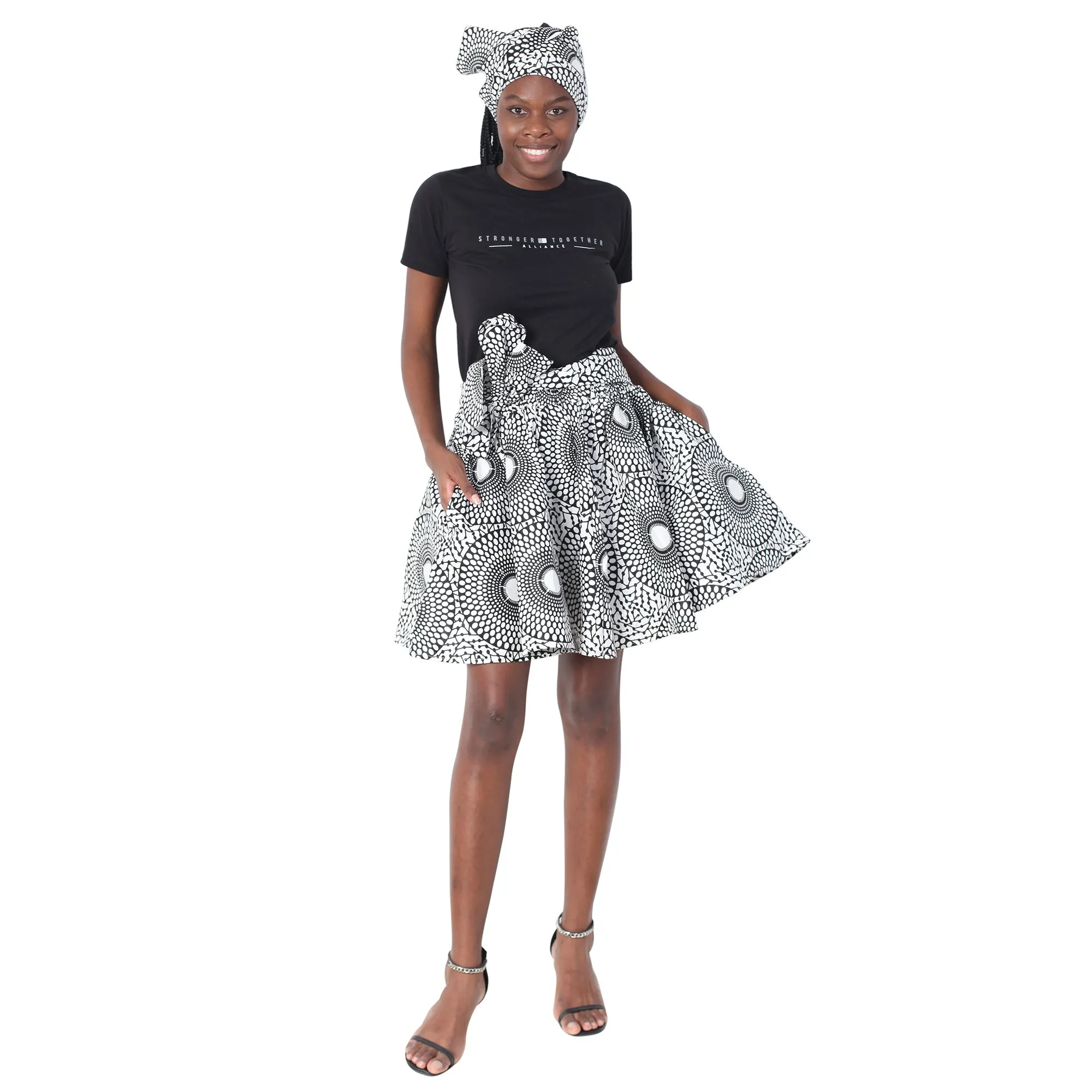 Women's African Printed Mini Skirt with Tie Waist -- FI-51P