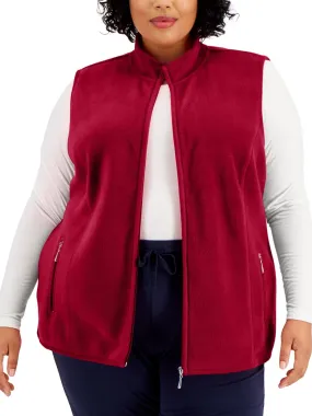 Women's Plain Fleece Vest,Red