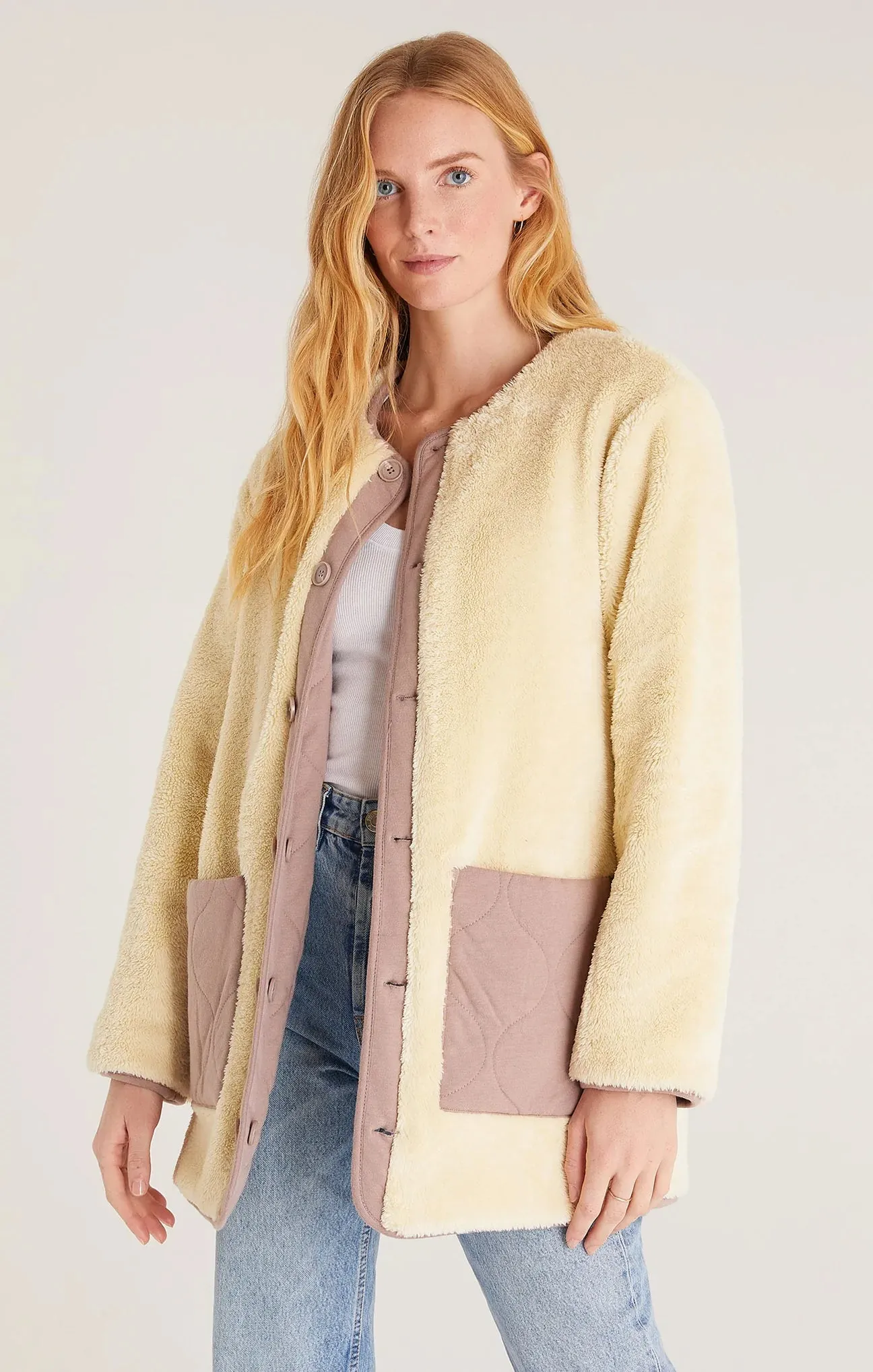 Z Supply Rana Quilted Reversible Sherpa Jacket